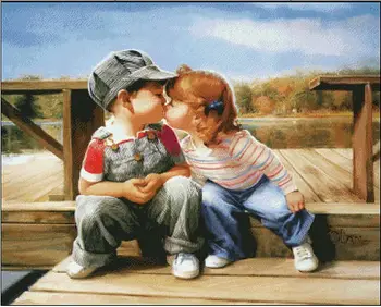 

Embroidery Package Factory Shop High Quality Cross Stitch Kits First Kiss Top Grade