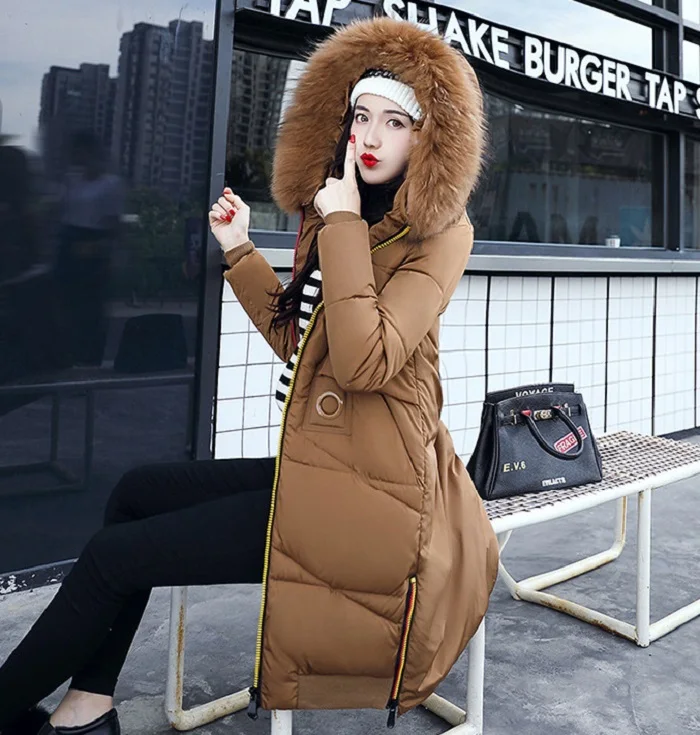 2017 New winter coat women long jacket Collar Hooded Woman Parka Womens cotton padded Coats Thick Jacket+19 (1)