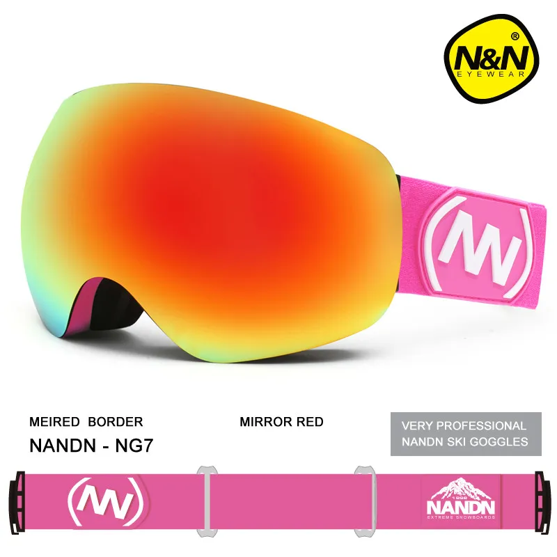 Gafas de esquí de marca NANDN de doble capa UV 400 antiniebla gafas de esquí grandes gafas de esquí gafas de nieve para hombre y mujer