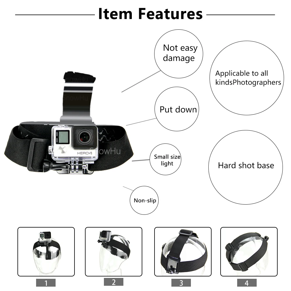 SnowHu для Gopro Hero 5 набор аксессуаров шлем ремни нагрудное крепление монопод hero 9 8 7 6
