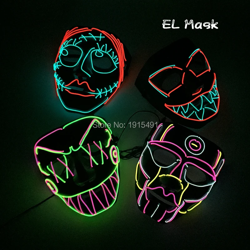 

Music Concert Live Supplies Led Neon Captain of America Figure Mask Halloween Party Lights Slit Mouth Clown Mask Diy Model Decor