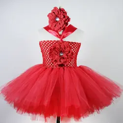 Милый красный праздничные и свадебные платья в цветочек для девочек Летний стиль праздничное платье для девочек