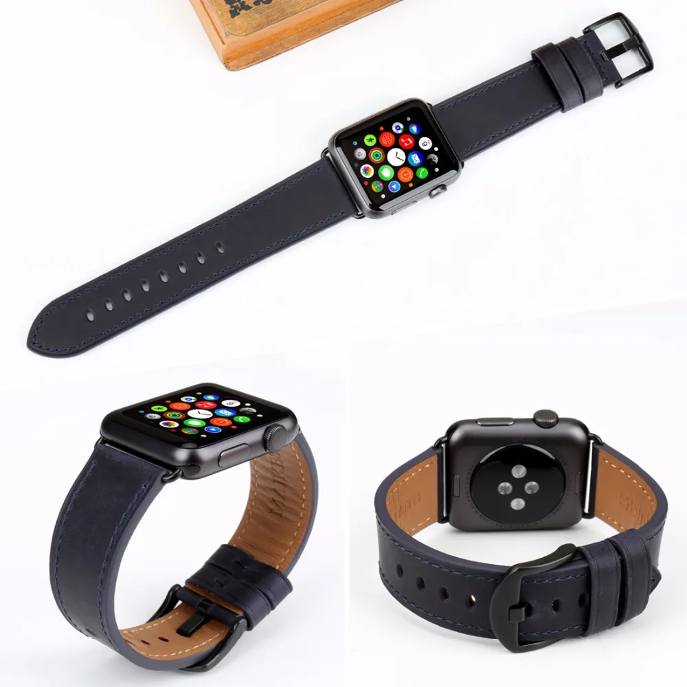MAIKES Новый кожаный ремешок для часов совместимый с Apple Watch Band 44 мм 40 мм/42 38 серия 4 3 2 1