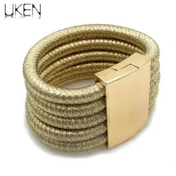 UKEN 5 слоев коренастый цепи браслеты на запястье для женщин себе ювелирные изделия Мода Boho дизайн магнитная витки с застежкой и браслет