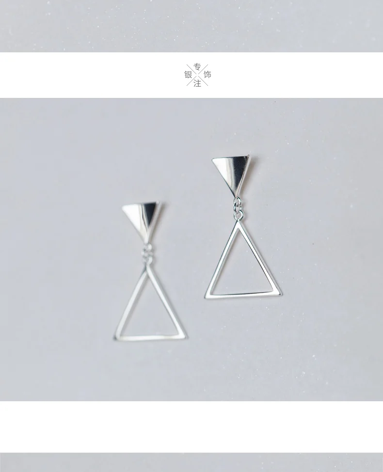 Trusta 925 пробы серебряные ювелирные изделия женские модные серьги-гвоздики простые треугольники серьги подарок для девочек Детские леди DS1340