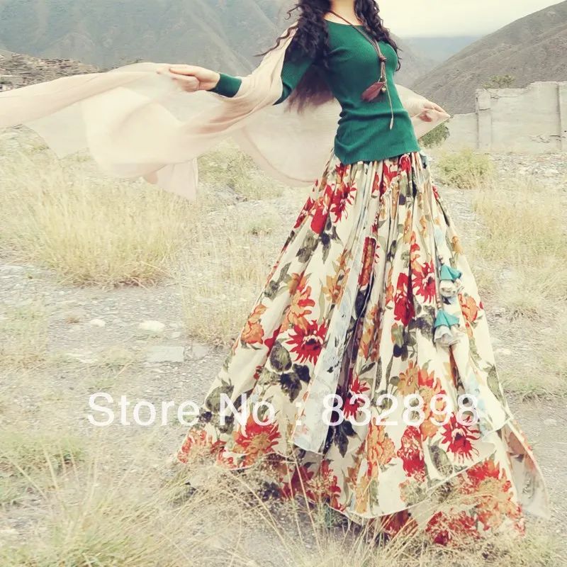 cotton long skirts with tops