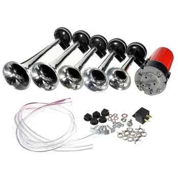 

DJSona 125db 12V 5 Red Dixie Car Trumpet air horns DIXIE Musical Air Horn Dukes of Hazzard General Lee For Car Truck Boat Hot Sa