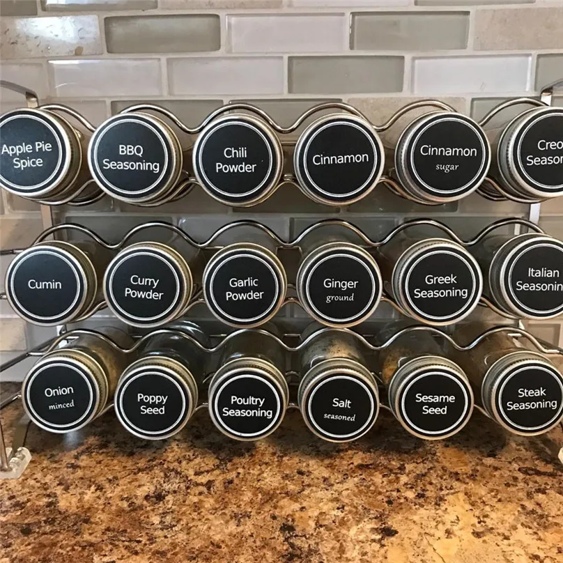 13pcs Printed Spice Jar and Pantry Label Set Chalkboard Round Stickers Write-on Labels Stickers #4M08 (11)