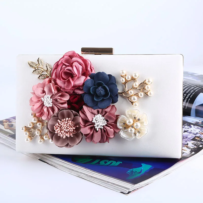 Beautiful Women Evening Bag Flower Beaded Small Day Clutch Evening Bag With Chain Shoulder Handbags Leather Metal Purse Beautiful Women Evening Bag Flower Beaded Small Day Clutch Evening Bag With Chain Shoulder Handbags Leather Metal Purse