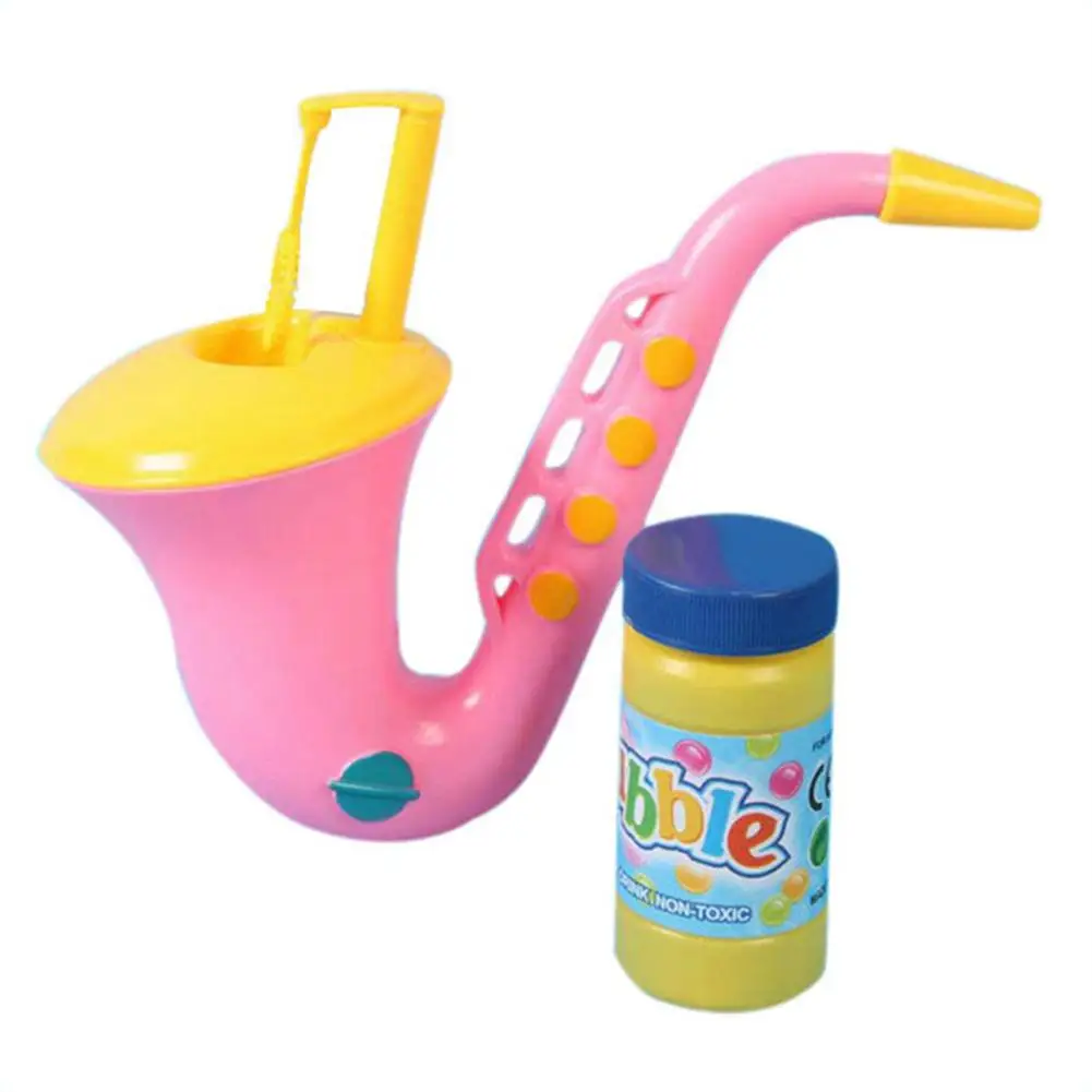 

Dazzling Toy Saxophone Bubble Blow Plastic Gift for Child Kid Boy Girl Funny Cartoon Blow Bubble Maker Toys include soap water