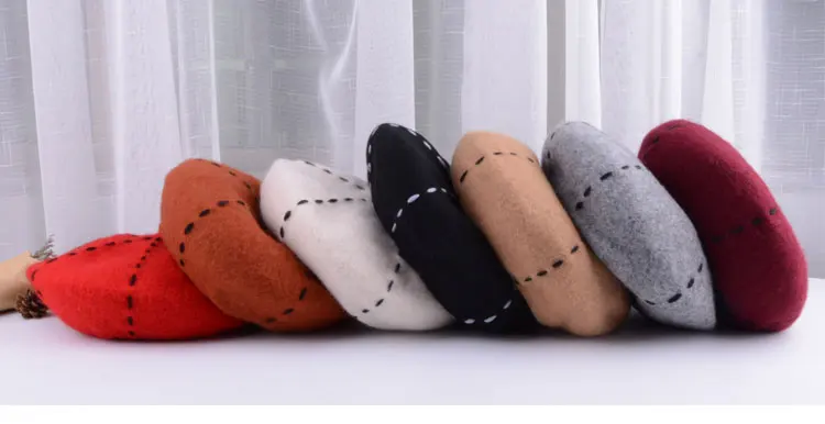 beret women winter french red black wool beret hat women french hat female beret women beret hats women winter  (2)