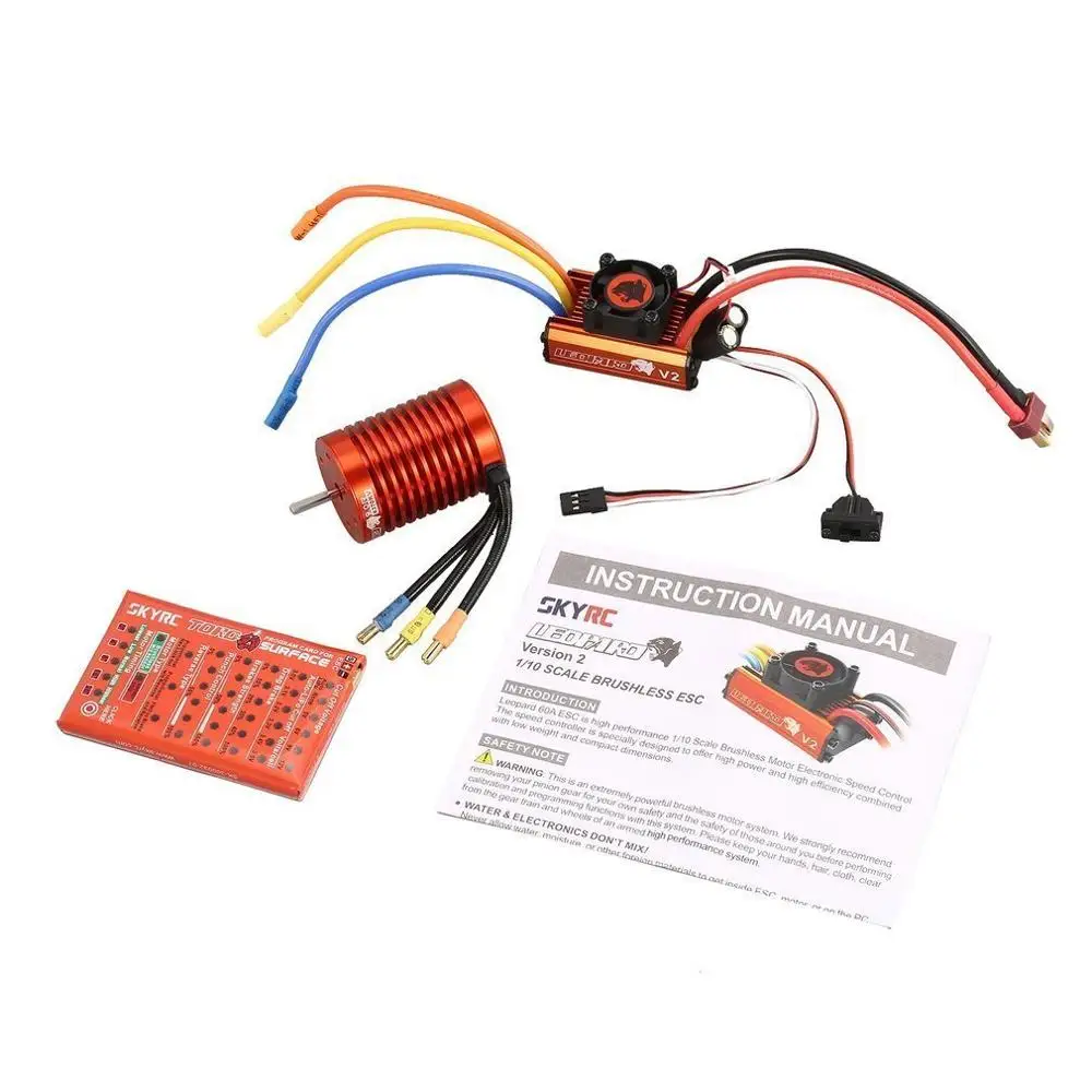 

Skyrc Leopard 4370KV/9T/2P Brushless Motor + Program Card Combo Set + Leopard 60A ESC RC Accs For 1/10 Axial RC Car D90 SCX10