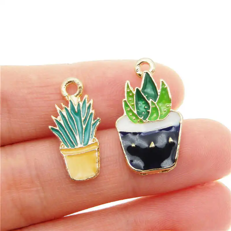 

GraceAngie 10PCS Potted Plants Creative Design Enamel Necklace Bracelet Pendant Zinc Alloy DIY Crafts DIY Jewelry Findings