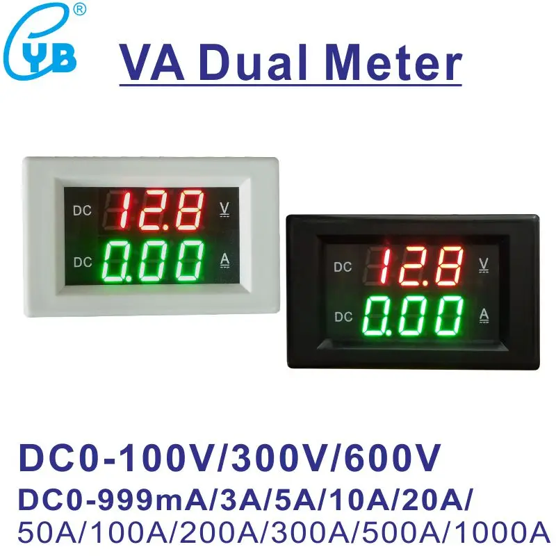 YB4835VA DC 100 в 300 в 600 в цифровой вольтметр Амперметр Напряжение измеритель тока светодиодный дисплей VA двойной Амперметр 3A 10A 20A 50A