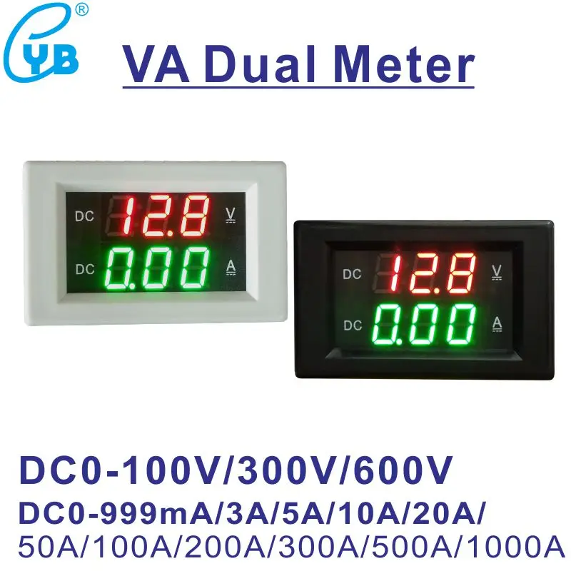 

YB4835VA DC 100V 300V 600V Digital Voltmeter Ammeter Voltage Current Meter LED Display VA Dual Meter Amperemeter 3A 10A 20A 50A