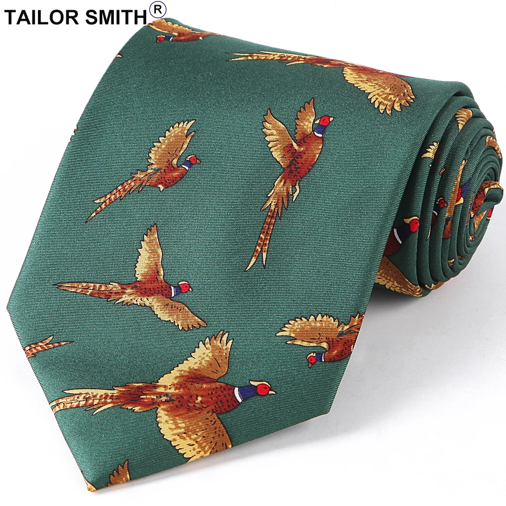 

Tailor Smith Silk Bird Necktie Mens Fancy Animal Tie Printed Suit Dress Casual Party Necktie Cravat Hunting Shooting Accessory