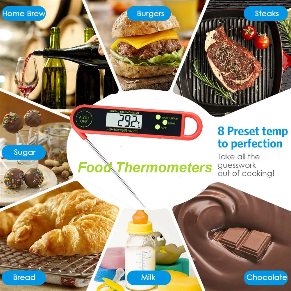 

Kitchen Digital BBQ Food Thermometer Meat Cake Candy Fry Grill Dinning Household Cooking Thermometer Gauges Battery -58-572°F