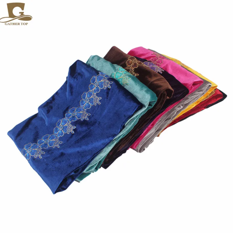 Flor de Veludo Novo Luxo Nigeriano Turbante Cabeça Longa Envoltório Headwrap Elegante Lenço Hijab Boné 3d 11 Cheap Acessórios para cabelo (mulheres)