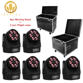 

IMRELAX 6pcs LED Beam 6*10W RGBW 4in1 Moving Head Light With Flight Case Package LED DJ Spot Stage KTV With High Brightness