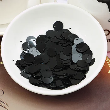 

50g 8mm Black Flat Round Sequins For Craft PVC DIY Garment Sewing Wedding Accessories With 1 Side Hole Confetti