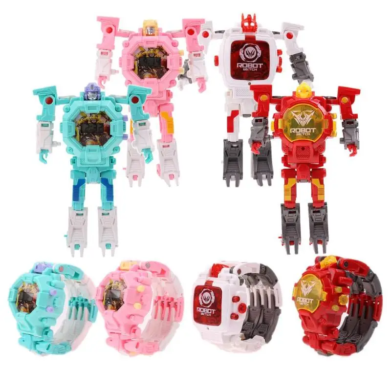 Deformation Wrist font b Watch b font Robot Toy Kids Wristwatch Deform Electronic Robot Toy Sports