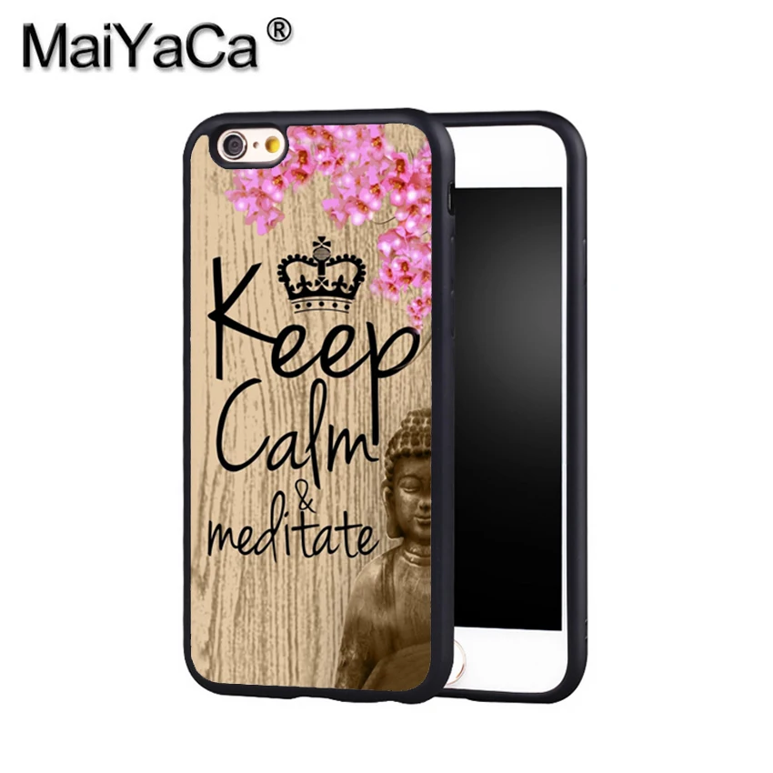MaiYaCa Keep calm meditate buddha life yoga quote Phone Case Cover For Iphone X 8 6 6S Plus 7 5 5S 5C 4S SE Rubber | Мобильные