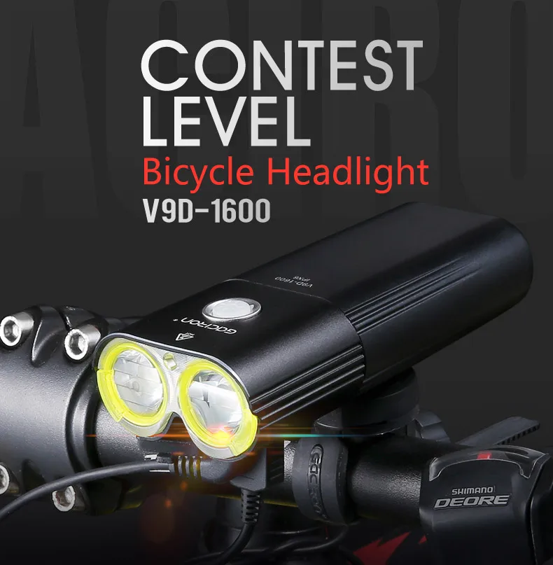 

GACIRON Bike Front Headlight Cycling Bicycle Rechargeable Flashlight IPX6 Waterproof 5000mAh 1600Lumen LED Lamp Bike Accessories