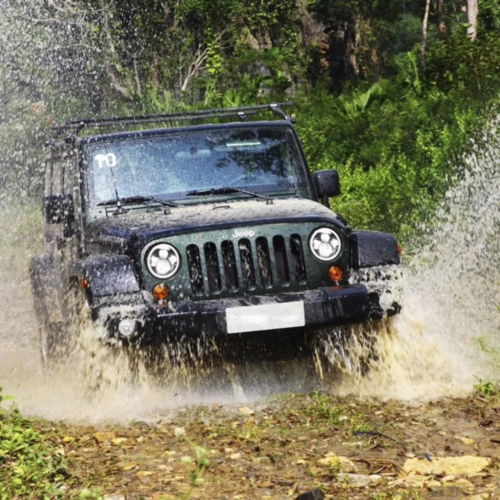 Для Лада Нива 4x4 7 ''СВЕТОДИОДНЫЕ Фары H4 Высокий Низкий Луч круглые автомобили ходовые огни фары для Jeep Wrangler JK Land Rover Defend