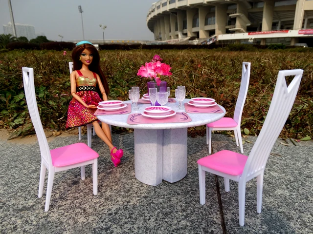 Jogo de cozinha conjunto móveis para barbie casa boneca verde cadeira mesa  vestir acessórios boneca 1/6 diy presente da menina brinquedo - AliExpress