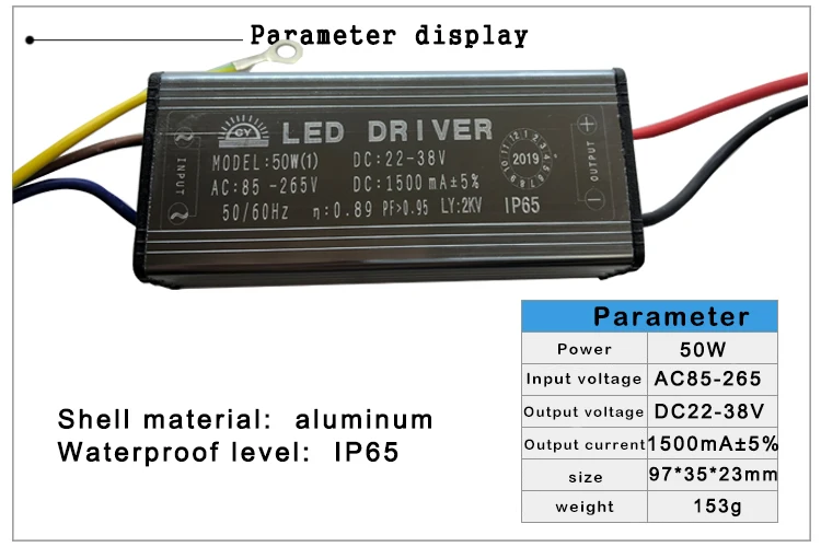 Светодиодный драйвера 10 W 20 W 30 W 50 W 70 W адаптер трансформатора AC85V-265V к DC22-38V IP65 Питание 300mA 600mA 900mA 1500mA 2100mA