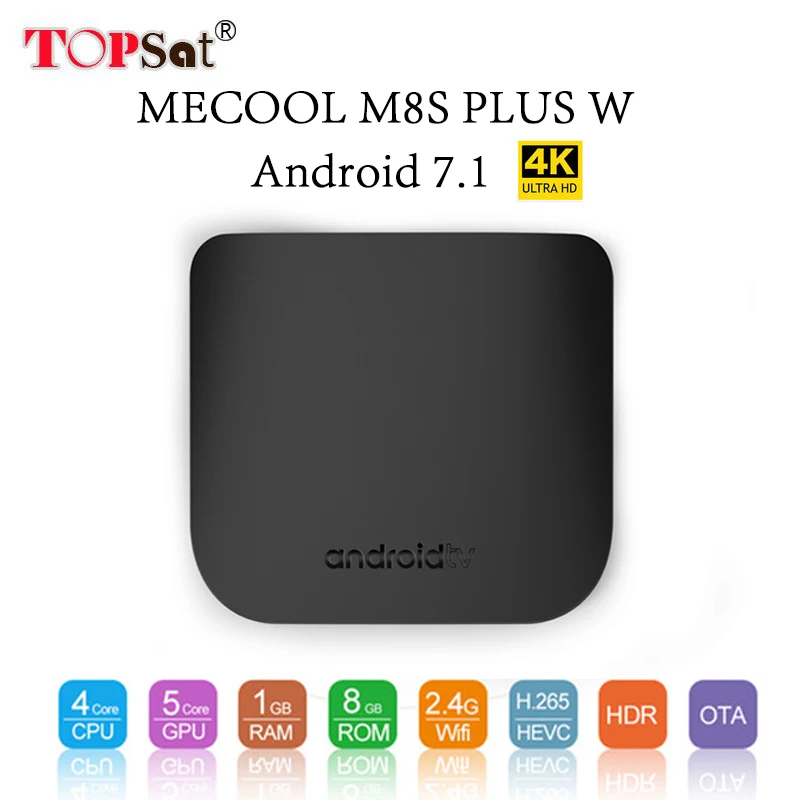 

MECOOL M8S Plus W S905W Android 7.1 1GB RAM 8GB Rom 4K 1080P Smart tv box media player support iptv subscription 1 year