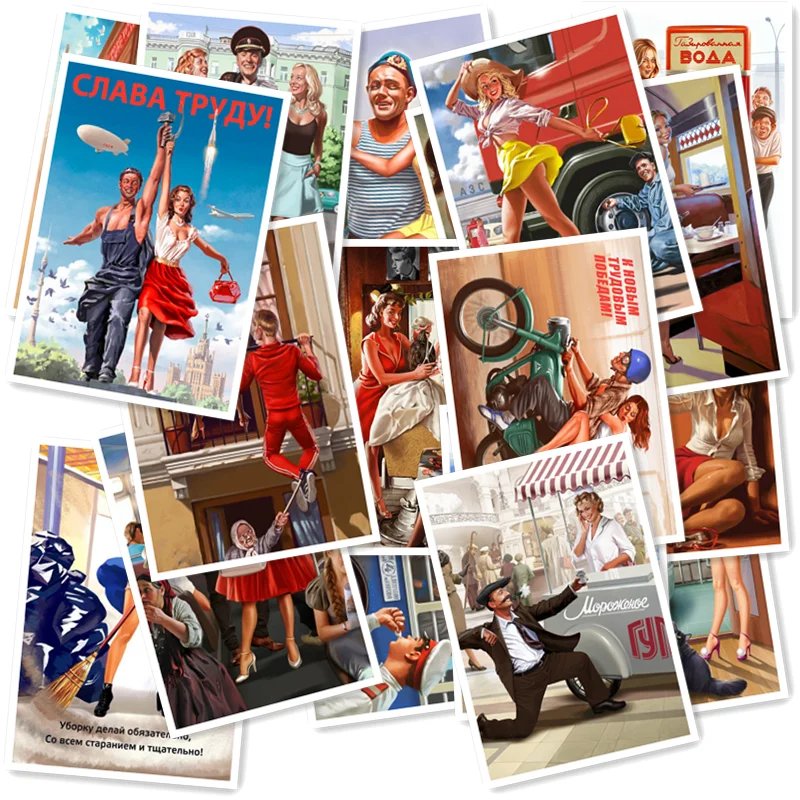 

Soviet Girls in World War II 20/pcs PVC Series Sticker Home Decor Fridge Styling Wall Travel Suitcase Graffiti Styling Stickers