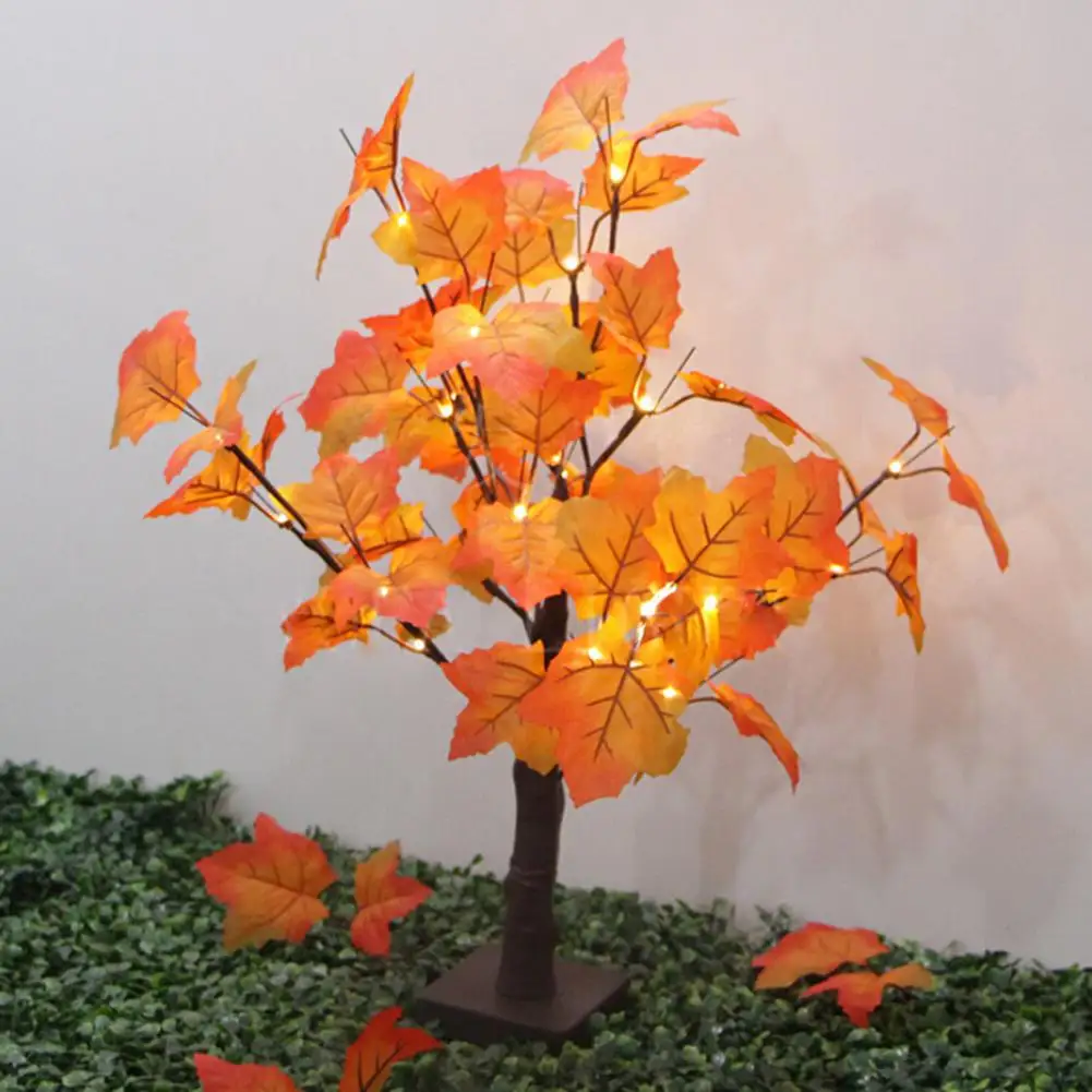 

48 LEDs Christmas Festival Maple Tree Night Light Home Party Decoration 3D Desk Lamp Creative Bedroom Wedding Decor Supplies