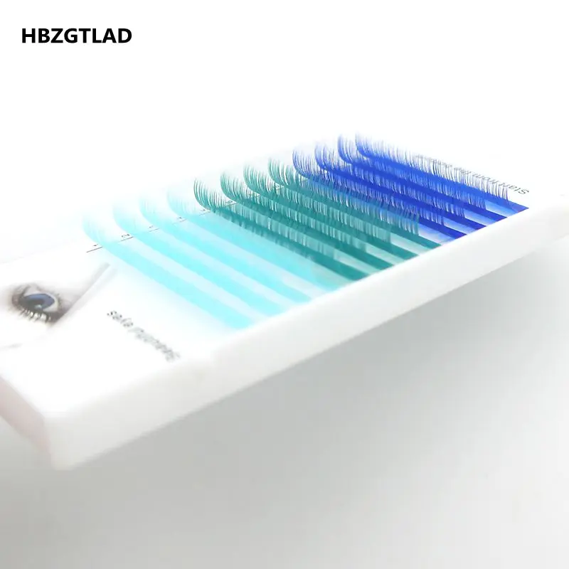 HBZGTLAD C/D curl 0,07/0,1 мм 8-15 мм накладные ресницы синий+ зеленый+ королевский синий ресницы индивидуальные цветные ресницы искусственные ресницы для наращивания