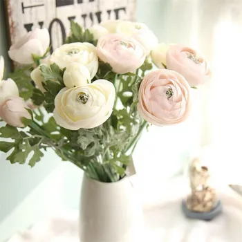 

Flone Silk High Quality Tea Rose Flower Branch Fake Flowers Green Plants Roses For Wedding Home Garden Decoration Accessories