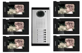 

New Intercom System + 6 monitors 7" TFT Touch key monitor ,can take photos multi-languages menu video door phone