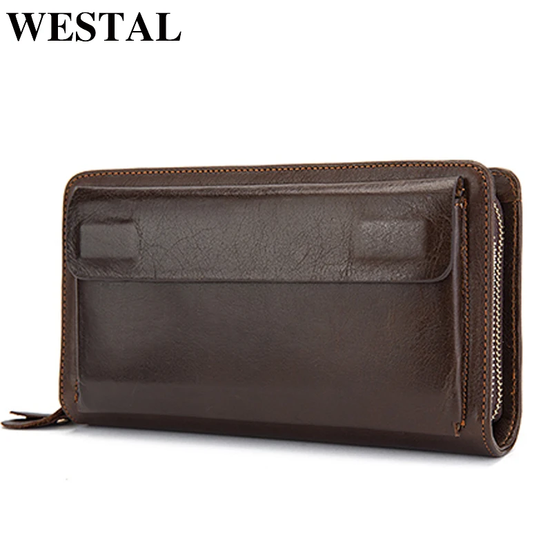 Cena WESTAL portfel ze skóry naturalnej męskie portfele męskie na etui na karty kredytowe sprzęgła torby męskie monety kiesy mężczyźni casual portmonee new9069