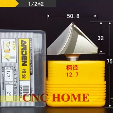 

90 degree cutter V Groove Router Bit Arden Wood Router Bits End Mill CNC Engraving Milling Cutters 1/2*2 Shank A0304518