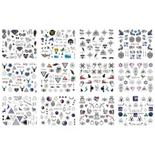 UPRETTEGO 12 упак./лот переводка NAIL ART наклейки на ногти полное покрытие в виде геометрических фигур Треугольник глаз олень, этнический знак лук со стрелкой BN1129-1140
