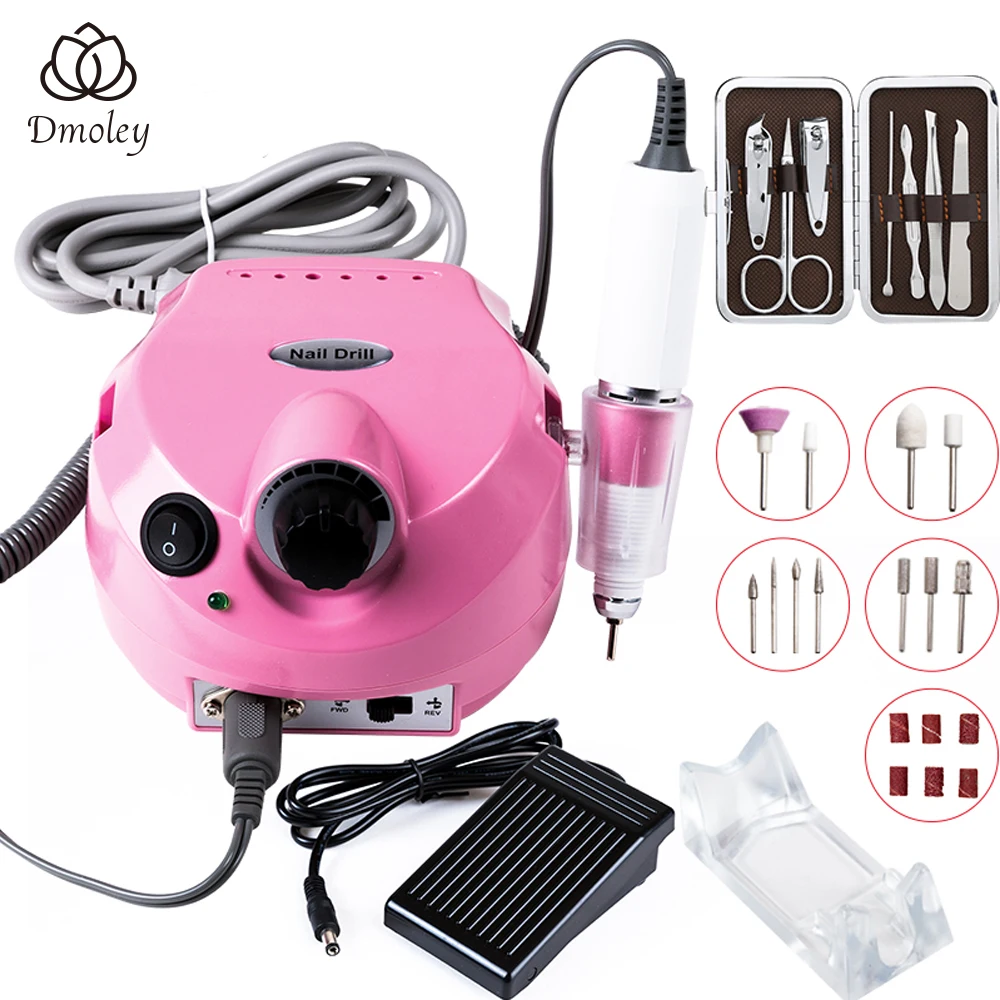 

35000RPM Pro Electric Nail Drill Machine With New Version Silicone Case Anti-scald Handle Manicure Machine File Kit Nail tools