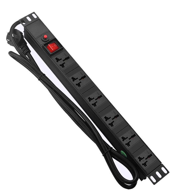 250 V 10A PDU шкаф выделенный выход питания 6 гнезд Универсальная Розетка с 1,8 м удлинитель гнездо PDU