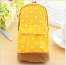 1 шт. милый большой вместительный холщовый рюкзак в горошек сумка для карандашей пеналы для карандашей для хранения ручек для девочек школьные офисные принадлежности - Цвет: yellow