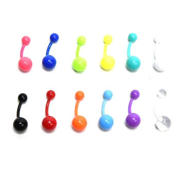 

12pcs Flexible Navel Bar Barbell Rings Mixed Belly Button Piercing Fashion Women Body Jewelry Body Jewelry