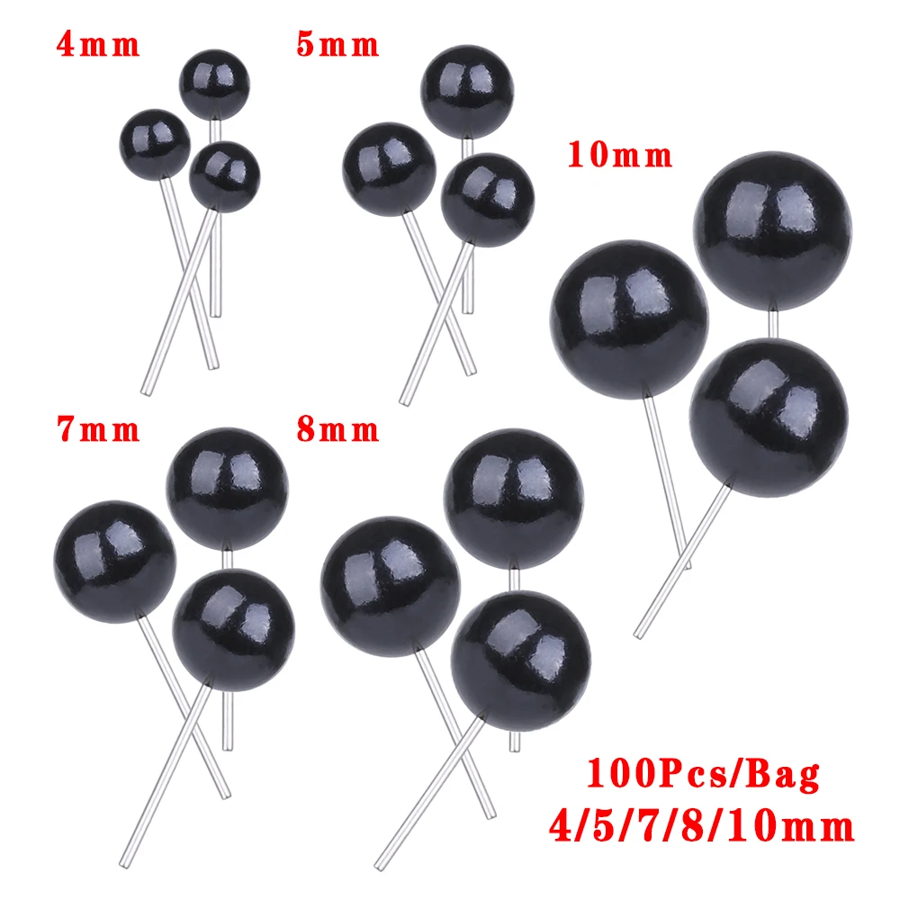 Toy Glass Eyes 4/5/7/8/10mm Needle Felting Teddy Bears Animals Black Eyes Hand Made Dolls Plush Toy Gift 100Pcs/Bag glass doll eyes,doll eyes,doll accessories,doll eyewear accessories