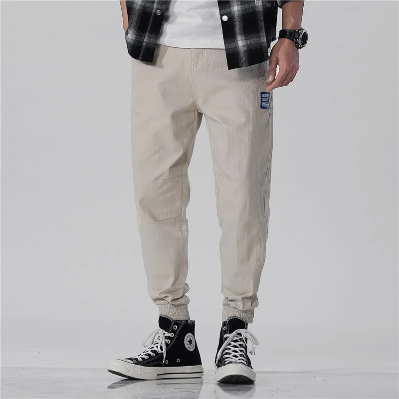 

High-end quality trousers Men's jeans four seasons style of overalls Hip hop loose Nine pants Leisure time