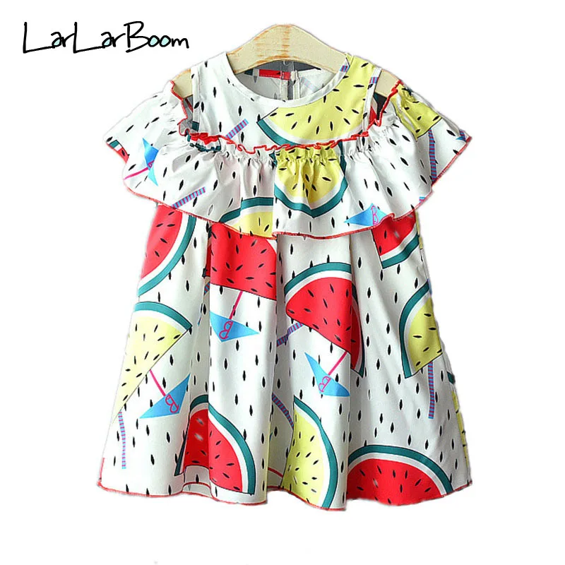 

LarLarBoom Girls Dress 2019 New Summer Kids Sleeless Dress Girls Casual Style Watermelon Pattern Princess Dress for 2-8Y Kids