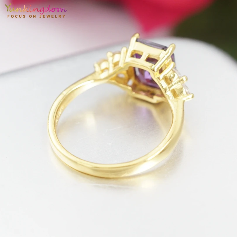 Yunkingdom anelli donna обручальные кольца для женщин фиолетовый кубический цирконий