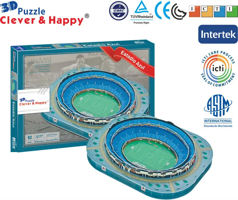 Новинка 2015 умный и счастливую Бумага 3D Puzzle Модель Мексика Estadio Azul стадион Футбол Спорта Сувенир перо