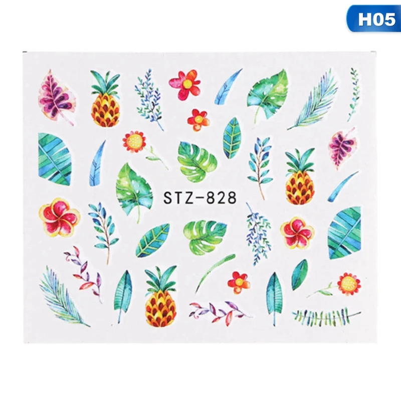 21 дизайн, Набор наклеек для ногтей, джунгли, зеленые листья, цветок, лист, слайдер, сделай сам, дизайн ногтей, переводная наклейка, инструмент для маникюра - Цвет: 05