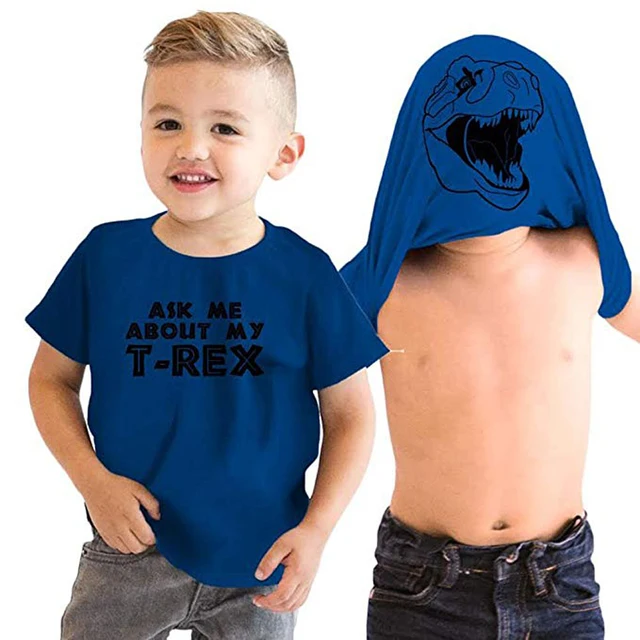 Boys T Shirt Summer 2019 T-shirt Animal Print Kids Tshirt Kid Clothes Masked Dinosaur Ask Me About My T-Rex Fortnight Fornite 1